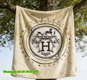 Hermès Vintage H Emblem Flannel Fleece Throw Blanket IMG_4959
